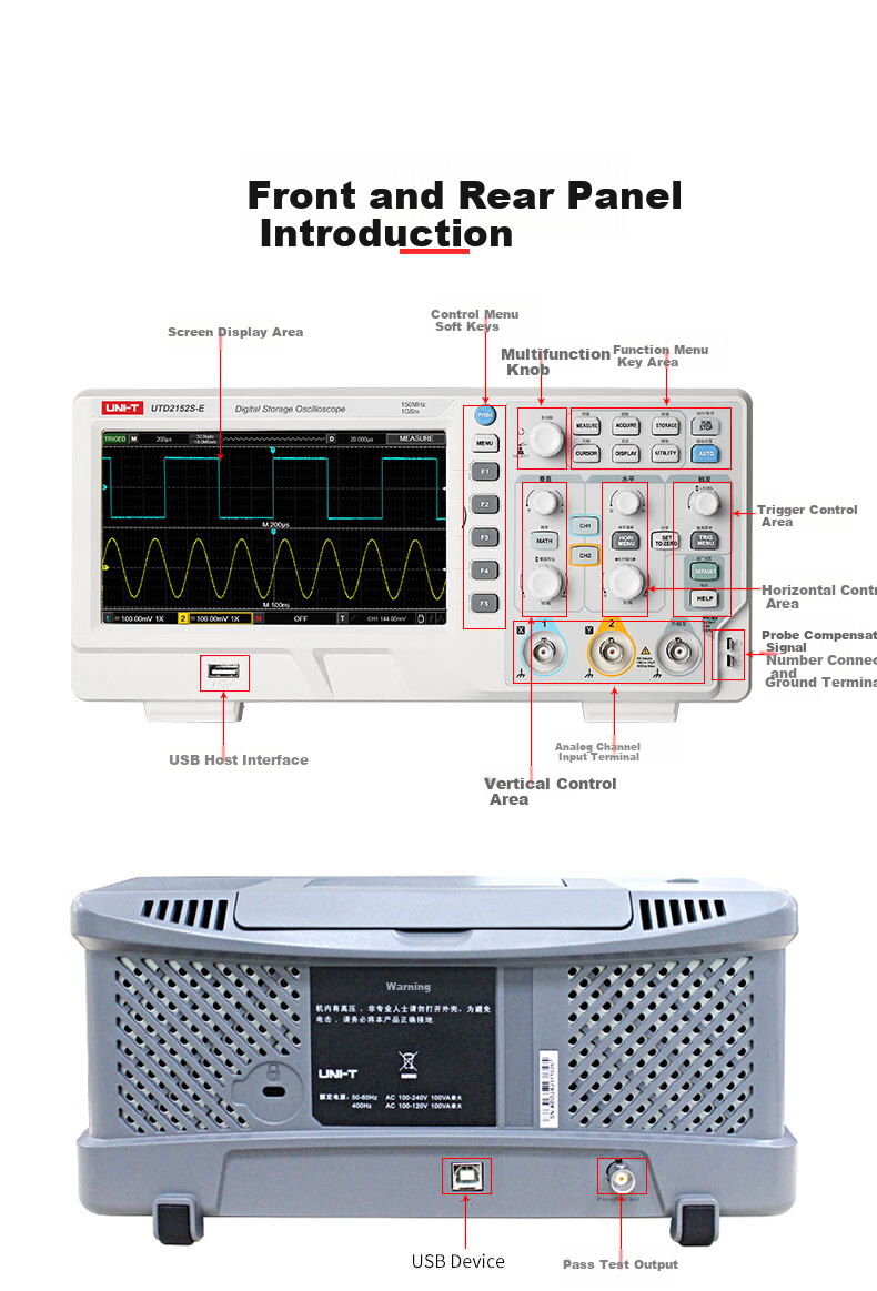 UNI-T UPO1204X-E 4-Channel Digital Oscilloscope 200MHz Bandwidth 2GSa/s Digital Phosphor Oscilloscope 10