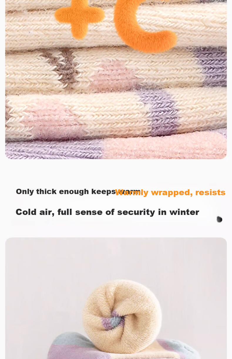 YUZHAOLIN 5 Pairs Girls' Autumn Winter Thickened Fleece Lined Mid-Calf Warm Socks for Children 2