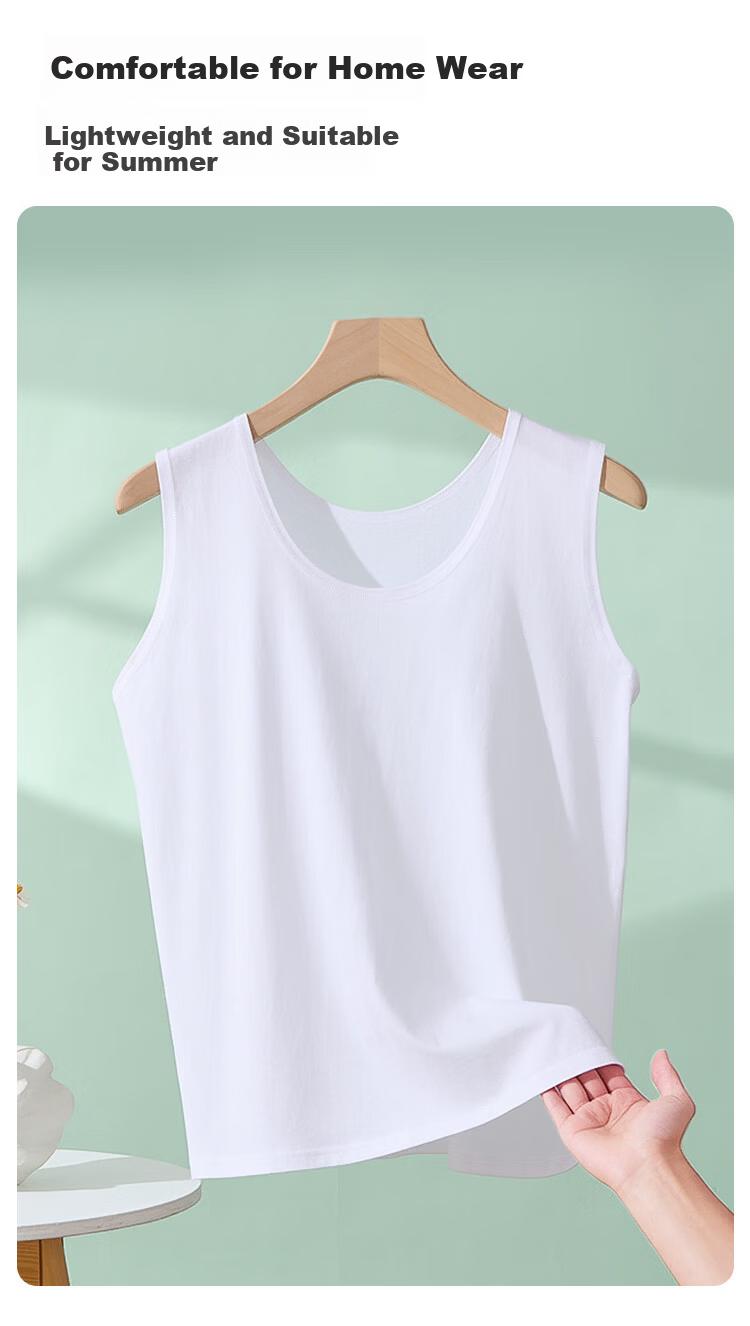 Nanjiren Women's Middle-Aged and Elderly Cotton Sleeveless Vest Summer Undershirt Plus Size T-Shirt 5