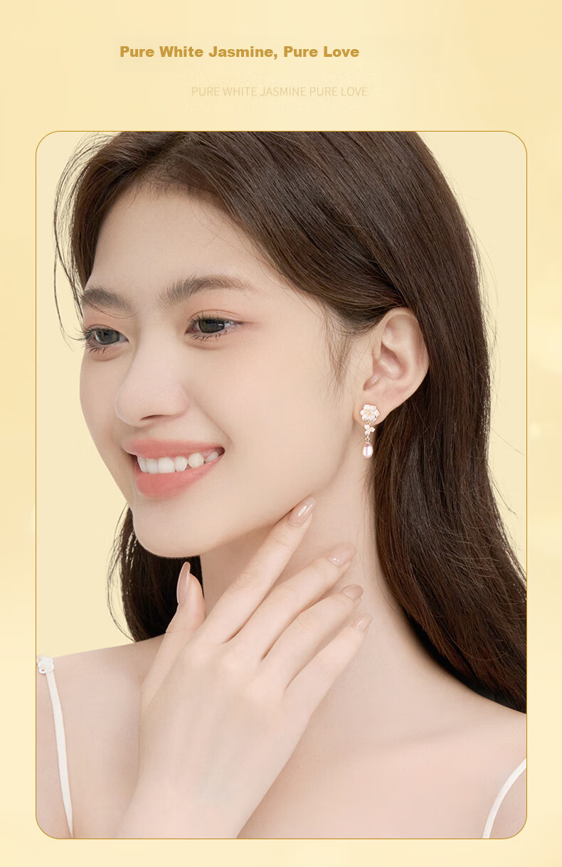Zhenshang Silver China Gold Pearl Stud Earrings Pure Silver Jewelry 2026 New Light Luxury Birthday 520 Gift for Girlfriend S925 7