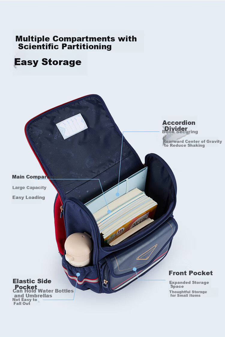 Kala Sheep School Backpack for Elementary Students Grades 3-6 Anti-Fall Pressure-Relief Large Capacity Kids Boys and Girls Double Shoulder Bag 5
