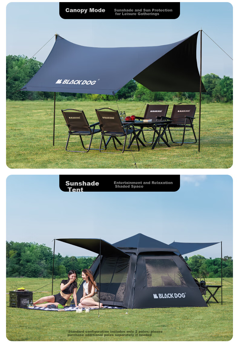 Black Dog Automatic Tent Two Doors Two Windows Rainproof Thickened Camping Sunshade Park Tent Mocha Latte 5