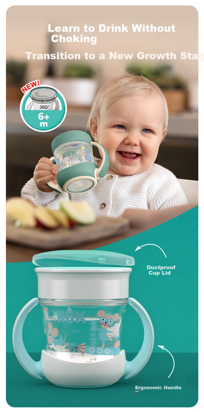 NUK German Original Magic Sippy Cup Baby Toddler Children's Drinking Cup 160ml with Handle Training Cup 1