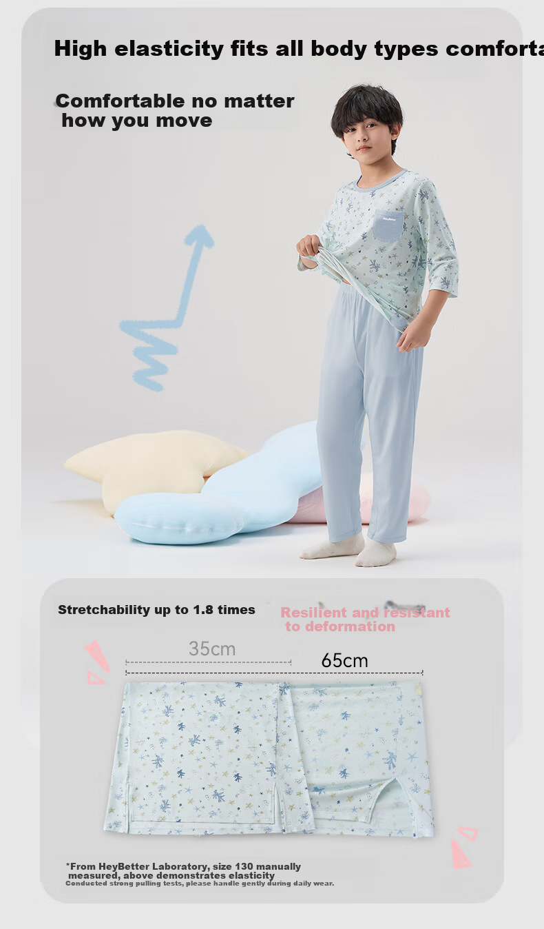 HeyBetter Kids Evening Breeze Quick-Dry Homewear 5A Antibacterial Soft Breathable Set - Otter Forest (Gray Green) 120 9