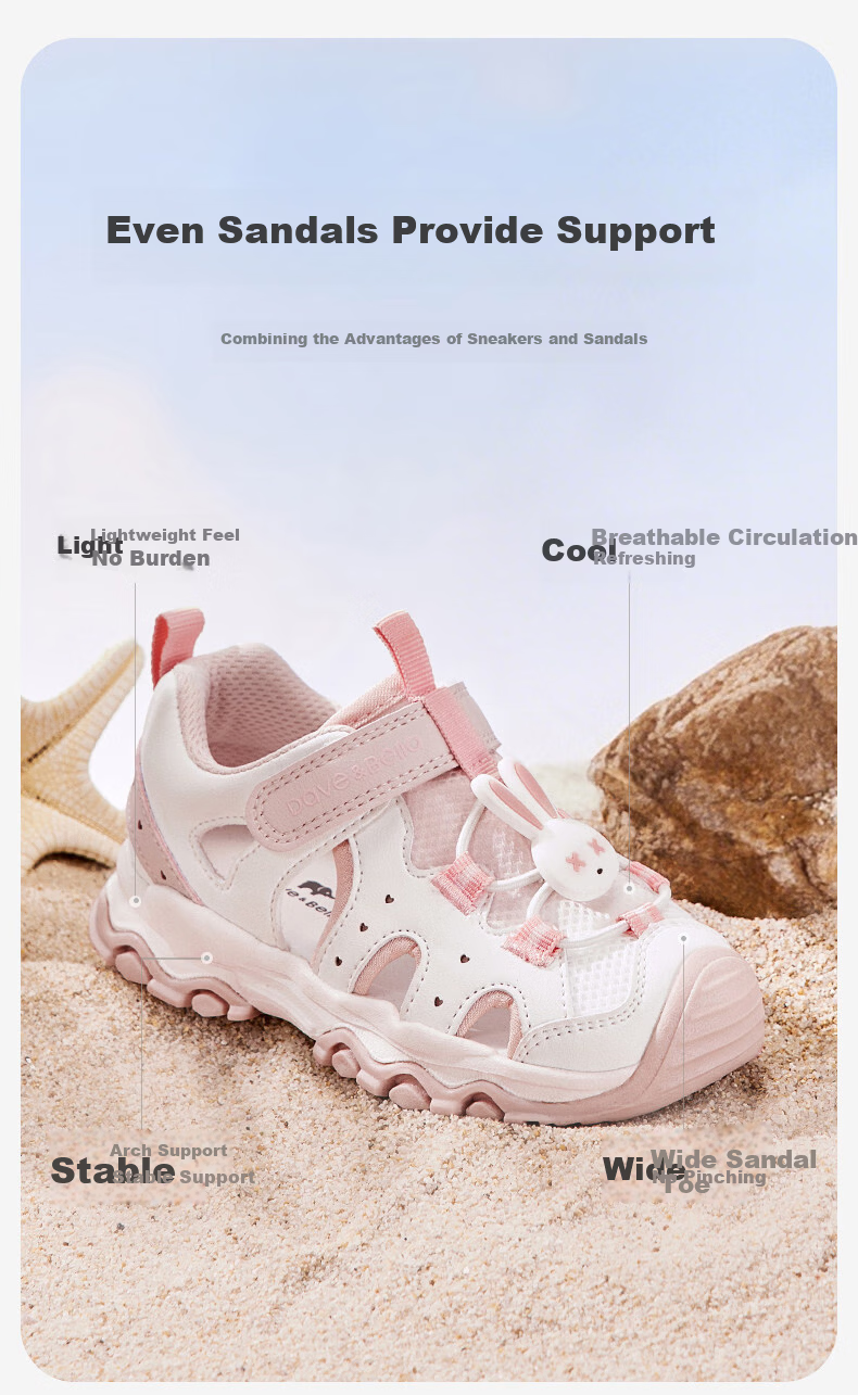 DAVE & BELLA Kids Mesh Sandals Boys Summer Non-Slip Sports Shoes Girls Breathable Shoes 2