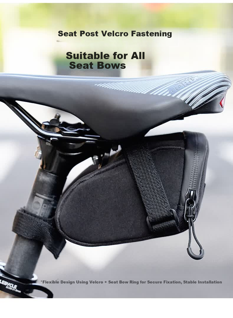 ACRUNU Bicycle Tail Bag Colorful Reflective Waterproof Large Capacity Rear Seat Bag Saddle Bag Seatpost Bag Cycling Gear Black 6