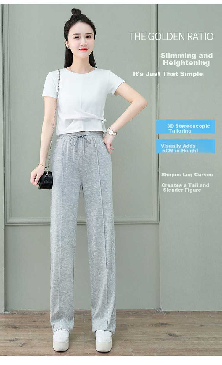 Woodpecker Women's Wide Leg Pants Spring Summer Straight Leg Sports Trousers High Waist Casual Slimming Draped Pants Green 4XL 3