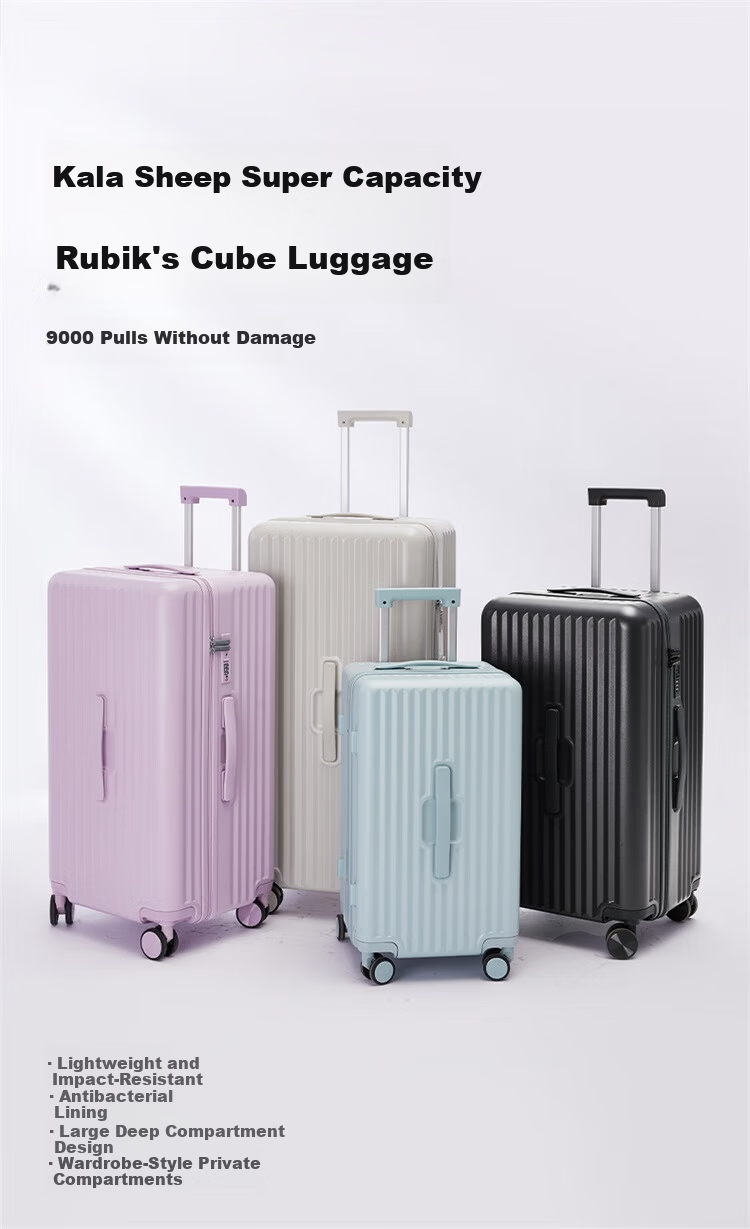 KALA·Y Luggage, 28-Inch Large Capacity Cube Suitcase, Trolley Case for Men And Women Students, Travel Case, Pure PC Password Lock Box 2