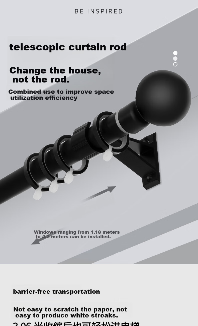 Mutang Telescopic Roman Curtain Rod Thickened Aluminum Alloy Curtain Track Top-Mounted Drilled 1.18-2.06M 1
