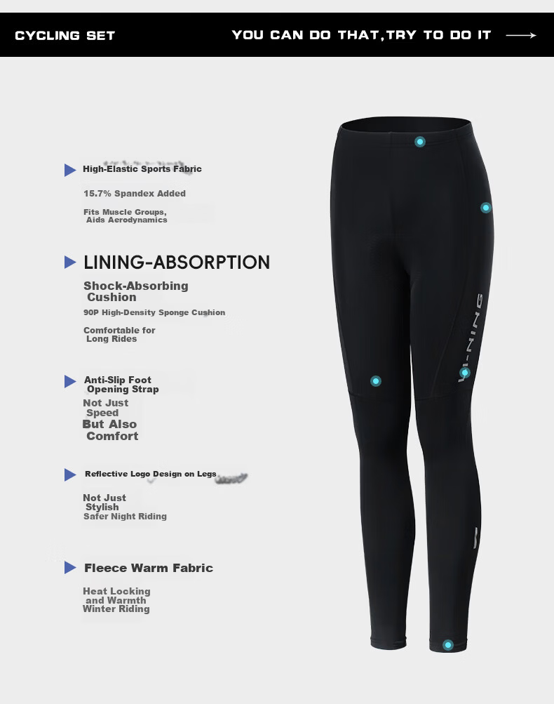 LI-NING Women's Long Sleeve Cycling Base Layer Fleece Thermal Slim Fit Road Bike Jersey Spring Top 13