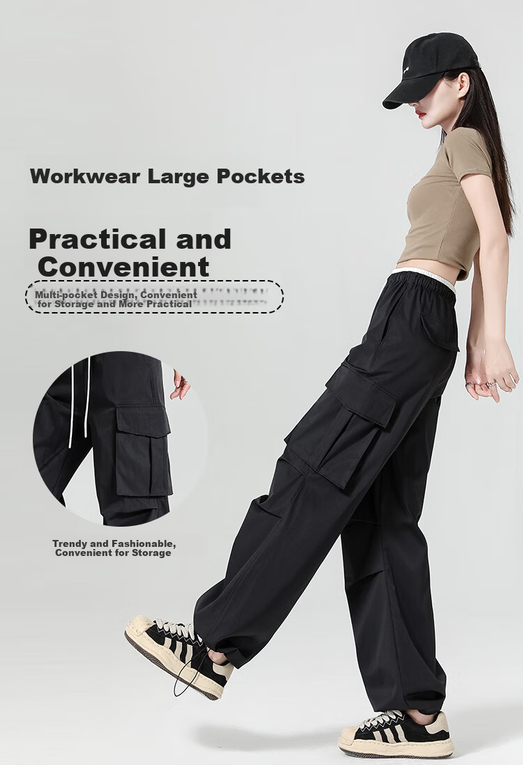 Free Style Women's Cargo Pants Summer Thin 2026 New High Waist Slim Drawstring Jogger Paratrooper Wide Leg Hiking Casual Pants 8