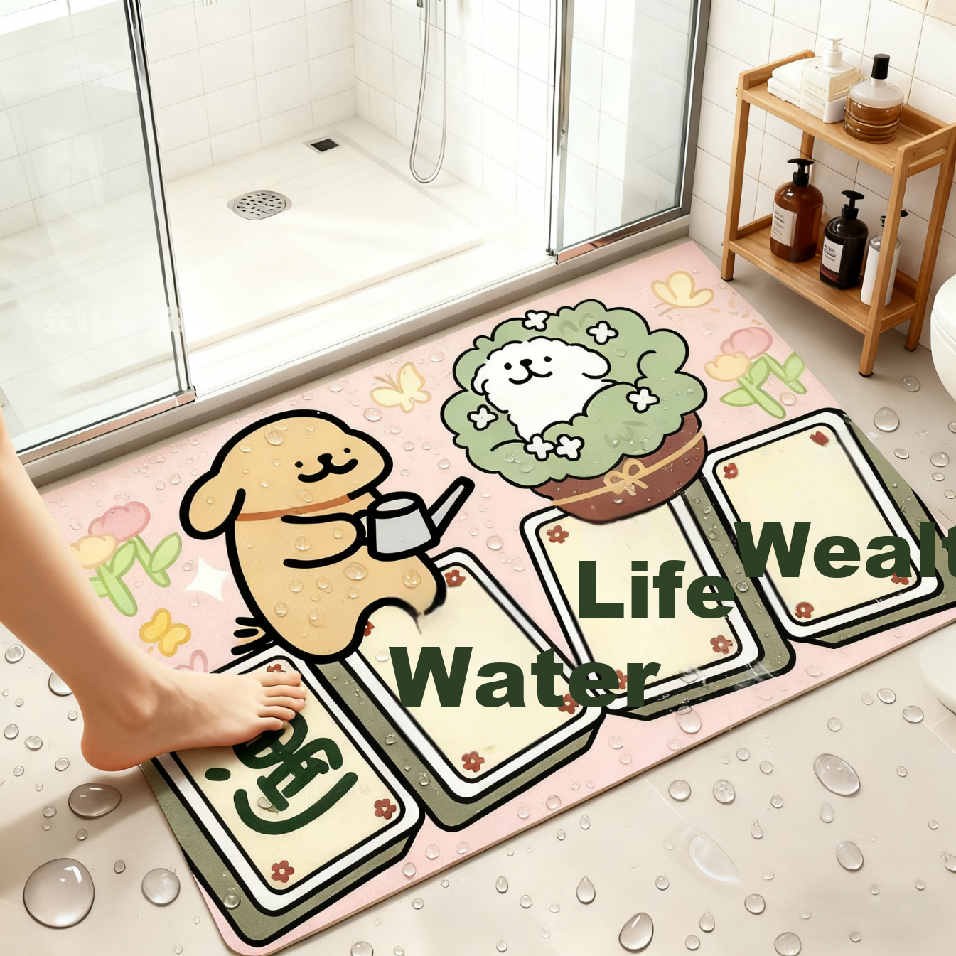 Chuangmaishi Bathroom Mat Non-Slip Quick-Dry Water-Absorbent Door Mat Home Entrance Rug 40x60cm