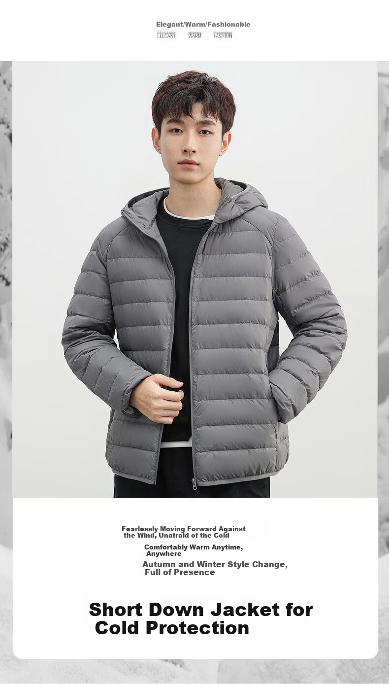 YAYA Men's Women's Unisex Lightweight Short Hooded Solid Color Down Jacket Autumn Winter Warm Outdoor 4