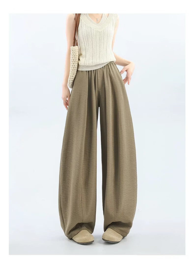 Modal Curved Blade Wide-Leg Pants for Women Summer 2026 New High-Waist Slimming Ice Silk American Texture Banana Casual Pants 15