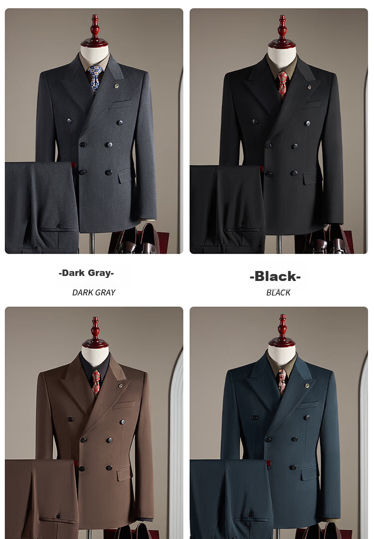 ROMON Men's Wool Suit Set Business Wedding Formalwear Brown Coffee M (Blazer + Vest + Trousers) 7