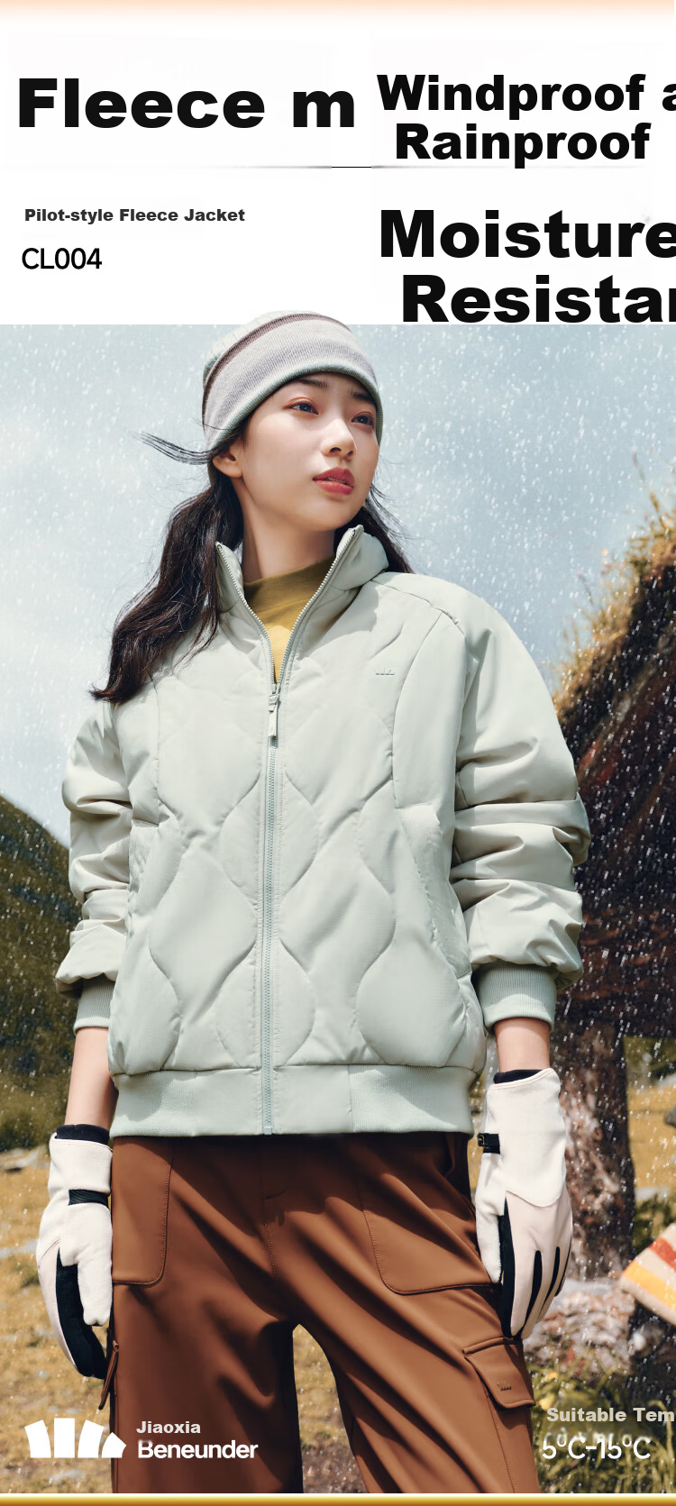 Beneunder Women's Fleece Jacket Warm Mid-Weight Machine Washable Outdoor Cotton Coat CL004 Down-Like 1
