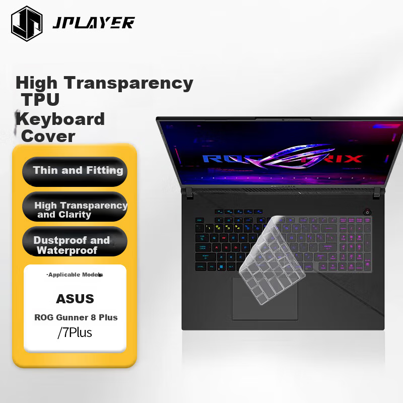 JPLAYER TPU Keyboard Protective Film for ASUS ROG Gun God 8 Plus/7 Plus Ultra-Competitive Edition, High Transparency, Ultra-Thin Invisible Dustproof, Waterproof, and Anti-Fouling Cover for 8 Plus/7 Pl