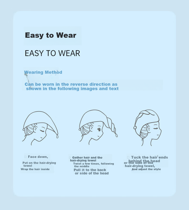 MUJI Disposable Thickened Water-Absorbent Hair Drying Towel Caps for Women, Travel Pack of 3 11
