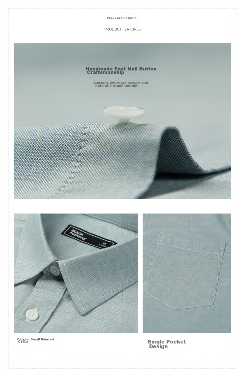 BLACKMONDAY Summer Pure Cotton Oxford Cloth Shirt for Men, Short Sleeve All-Cotton Wrinkle-Free Fashionable Versatile Business Casual Formal Shirt 13