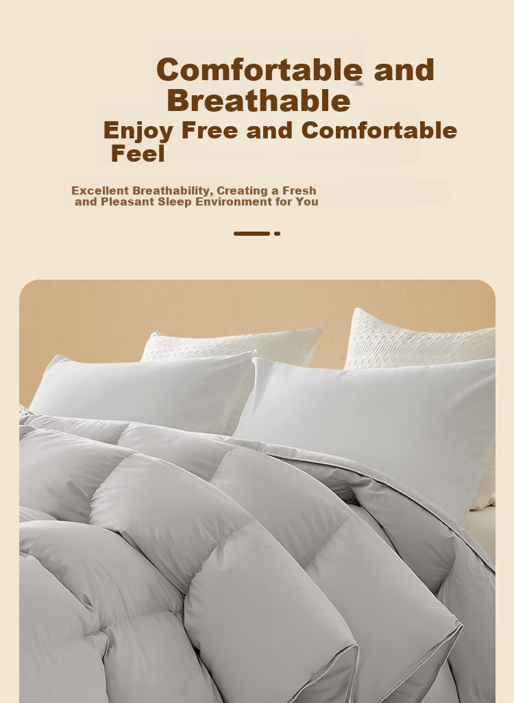 Yuan Life Anti-Feather Leakage White Duck Down Quilt Core Four Seasons Down Quilt Filled with 2300g 200*230cm Gray 8