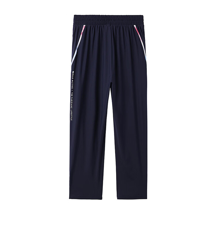ELLE ACTIVE Casual Woven Cropped Pants for Women Summer Breathable Quick-Dry Sports Pants Commuter Versatile Slim Fit Navy Blue S 12