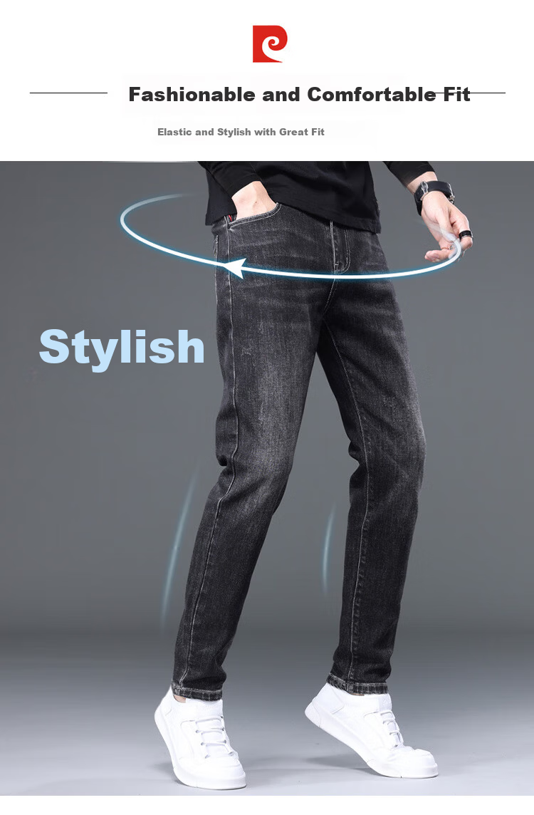 Pierre Cardin Men's Jeans Spring Summer Trendy High-End Casual Slim Fit Tapered Pants Blue 28 3