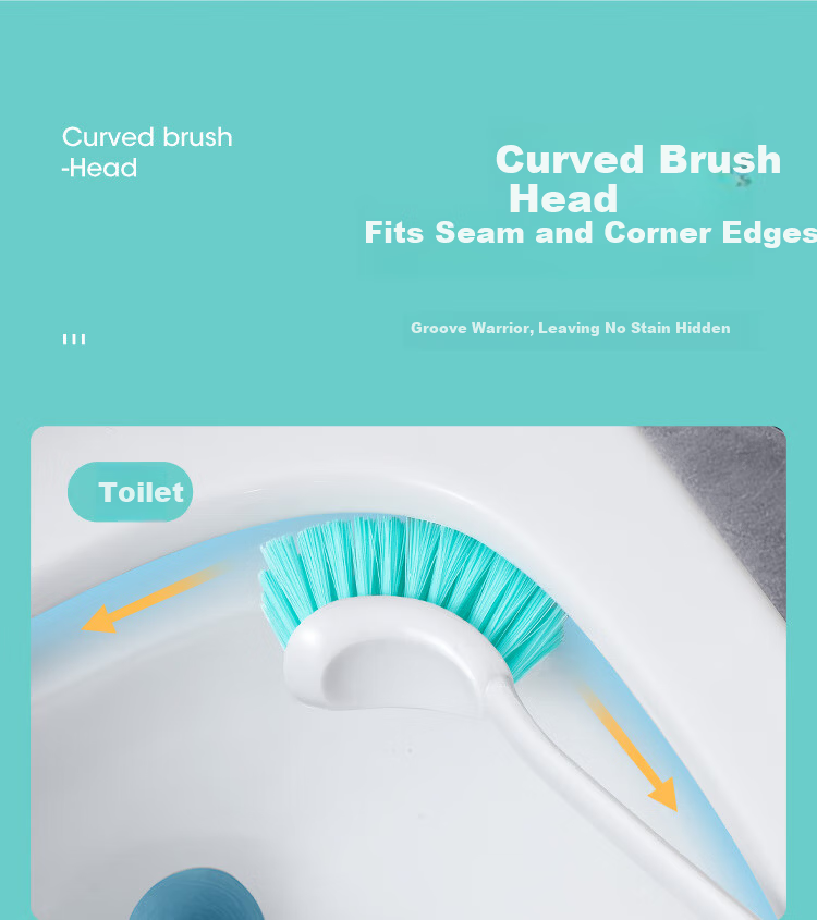 Meiliya Toilet Brush with Long Handle, Soft Bristles, Wall-Mountable, No Dead Angle Cleaning, Bathroom Squat Toilet Cleaner 4