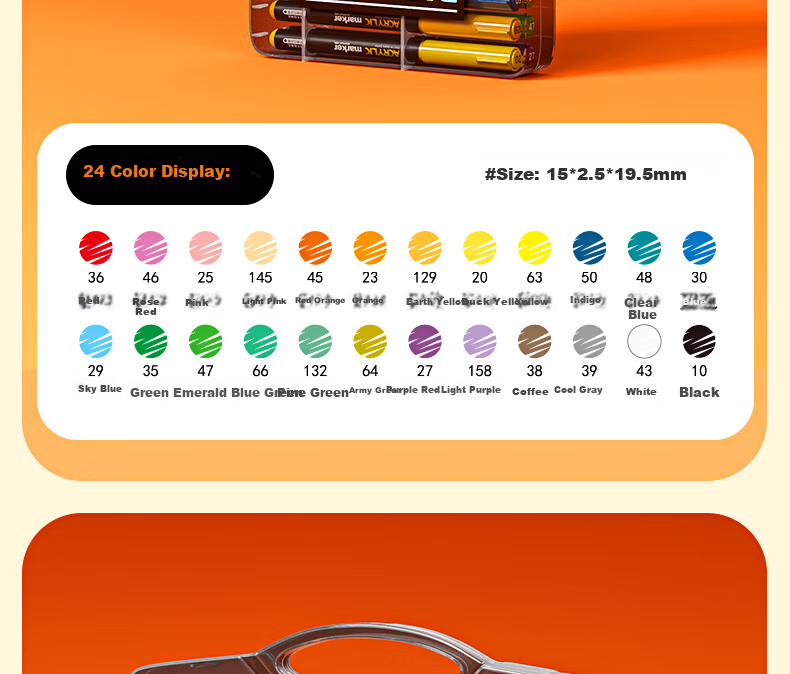 M&G Stationery, 36 Colors of Acrylic Markers, Direct Liquid Small Black Box, Children's Watercolor Pens, Drawing Pens, Painting Pens, Colored Pens, Birthday Gift, APMT80J2 32