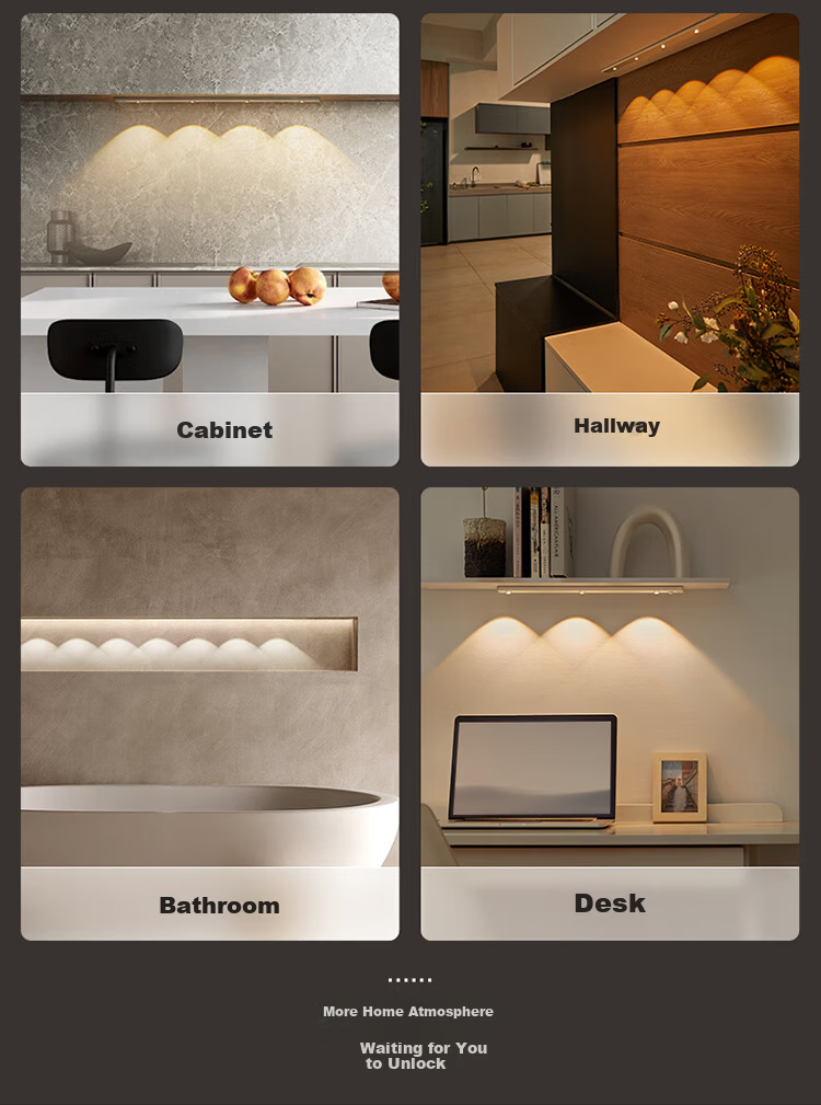 BULL Induction Cat Eye Cabinet Light Magnetic Rechargeable Hill Light Effect Display Cabinet Entrance Atmosphere Night Light Silver 112cm Three Colors 18