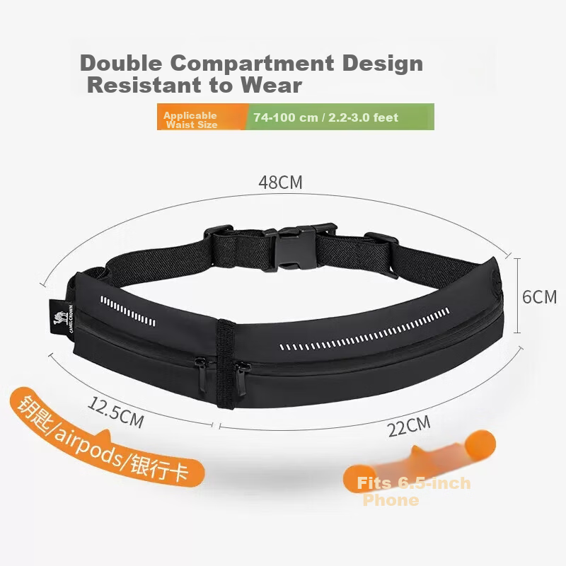 CAMEL Sports Waist Bag Unisex Running Phone Waist Pack Fitness Mini Belt 8W3AMT002A Black