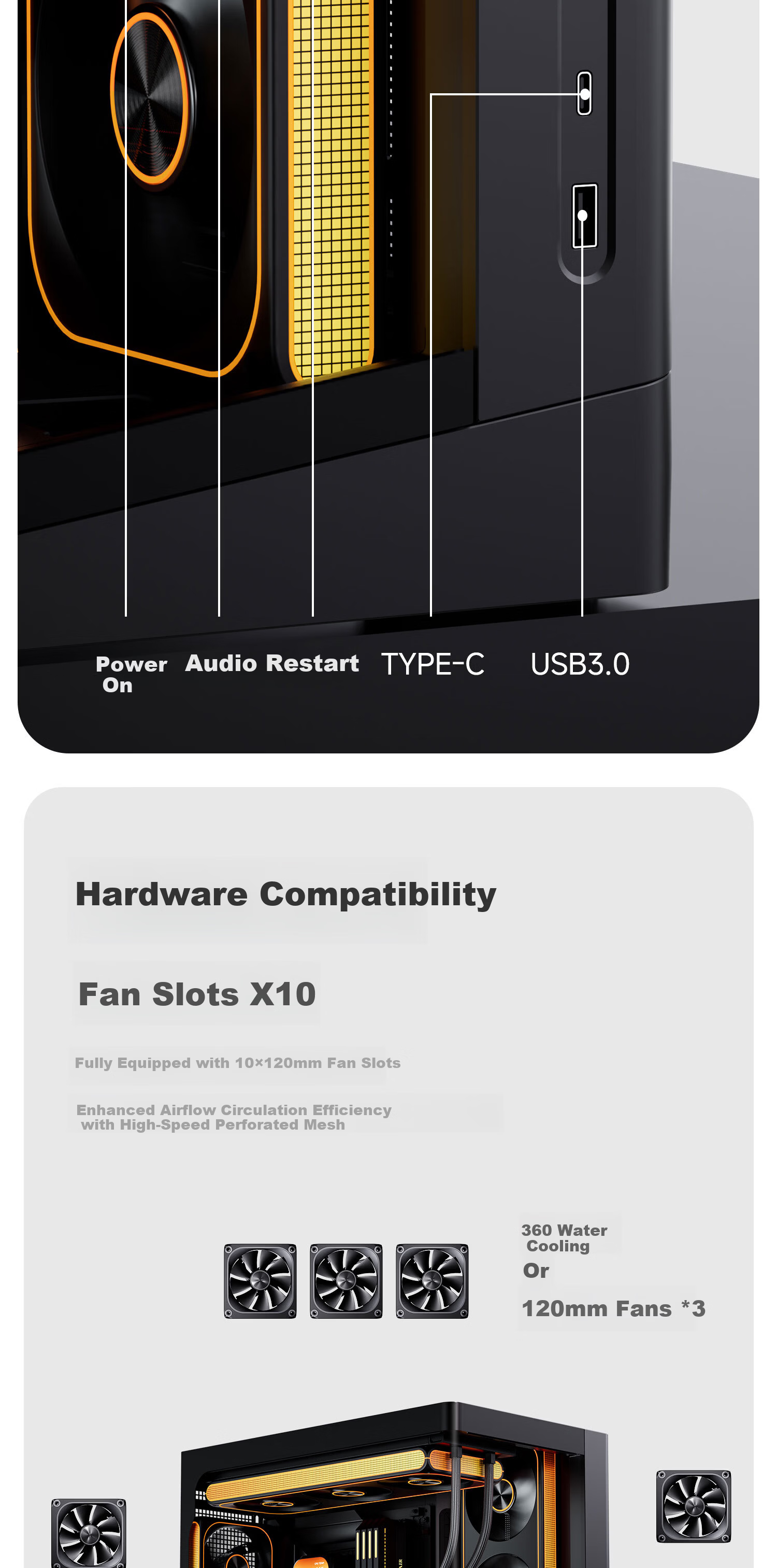 Aigo Xingcanchen Air White Gaming Desktop PC Case Supports 360mm Water Cooling ATX Motherboard Curved Glass 270° Seaview Room 5090 Graphics Card 12