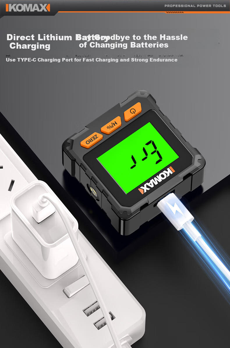 KOMAX High-Precision Digital Inclinometer Laser Level Small New Magnetic Angle Meter Multifunctional Slope Ruler 8
