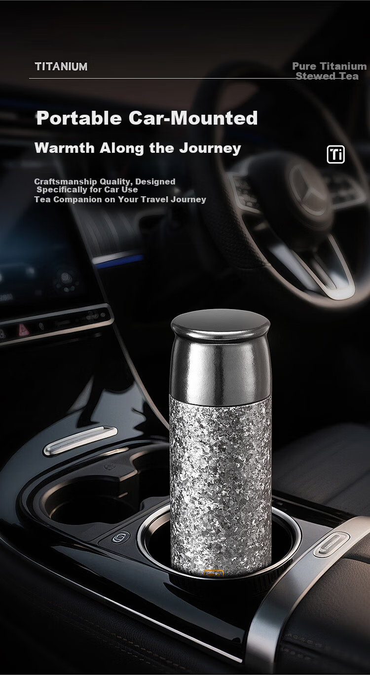 Qihu Pure Titanium Insulated High-End Tea Steeping Cup with Tea-Water Separation Outdoor Tea Brewing Gift Custom Glacier Blue 400ml 18