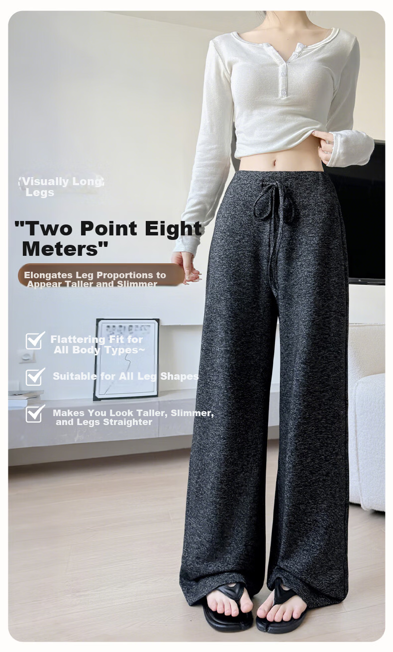 FitonTon Women's Horizontal Striped Knit Towel Pants, New Spring And Summer Style, Slimming Straight-Leg Sweatpants, Casual Lazy-Style Trousers 4