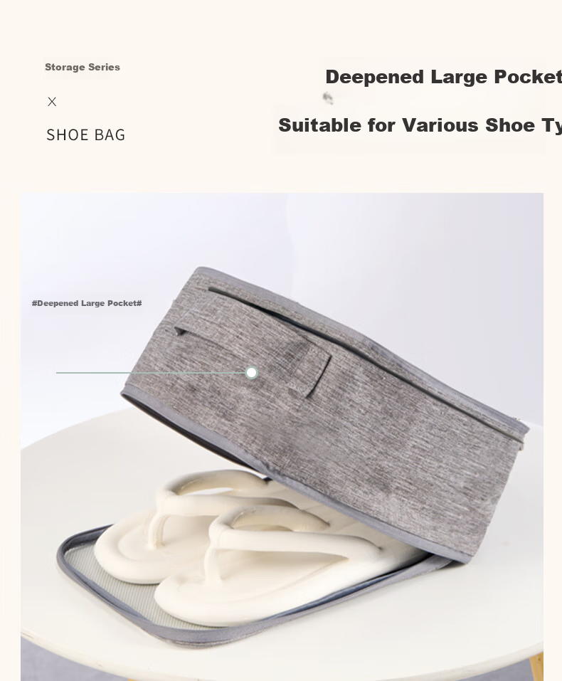 Etravel Travel Shoe Storage Bag Hanging Shoe Organizer for Luggage Multi-Pair Travel Home Shoe Bag Gray 2