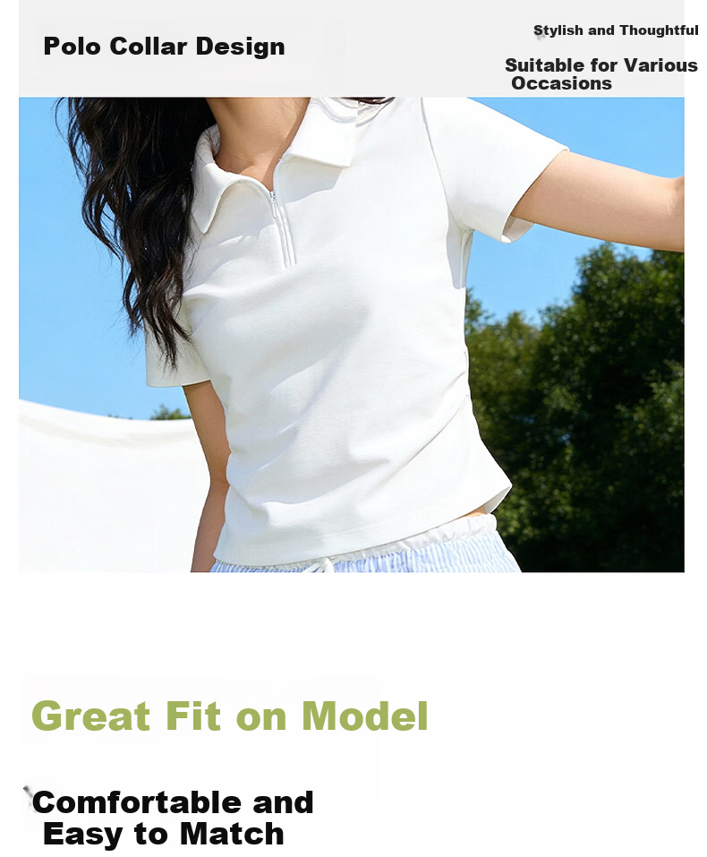 Baleno Gathered Polo Short Sleeve T-Shirt Women 2026 Summer New Fashion Casual Breathable Shoulder Slimming Top 10