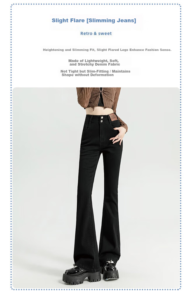 Pierre Cardin Women's Summer Denim Jeans American Style Low Waist Flared Loose Casual Long Pants Dark Blue L 2