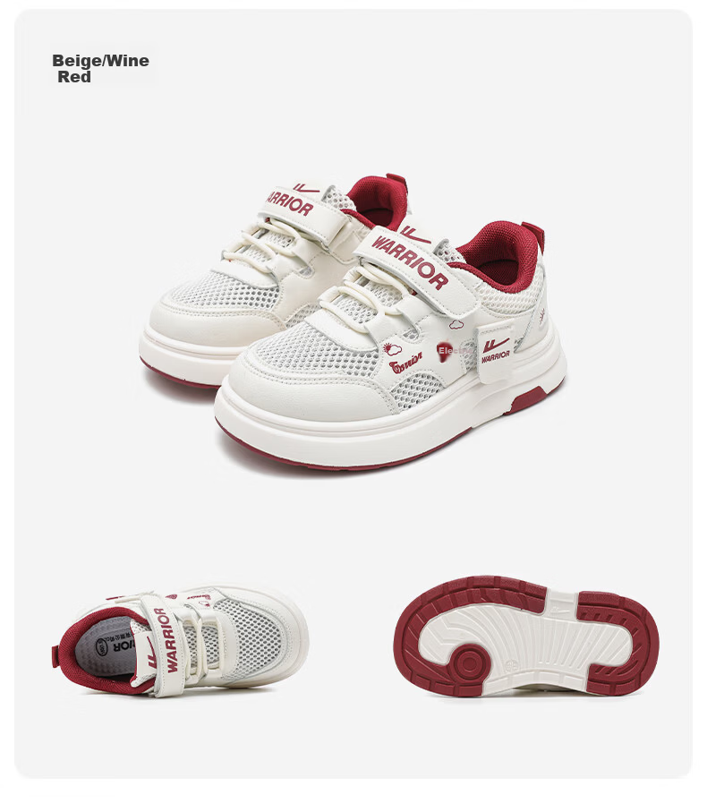 Warrior Kids Low-Top Breathable Summer Sneakers Girls Strawberry Princess Shoes Big Kids Single Mesh WZ-2095 White Pink Size 27 12