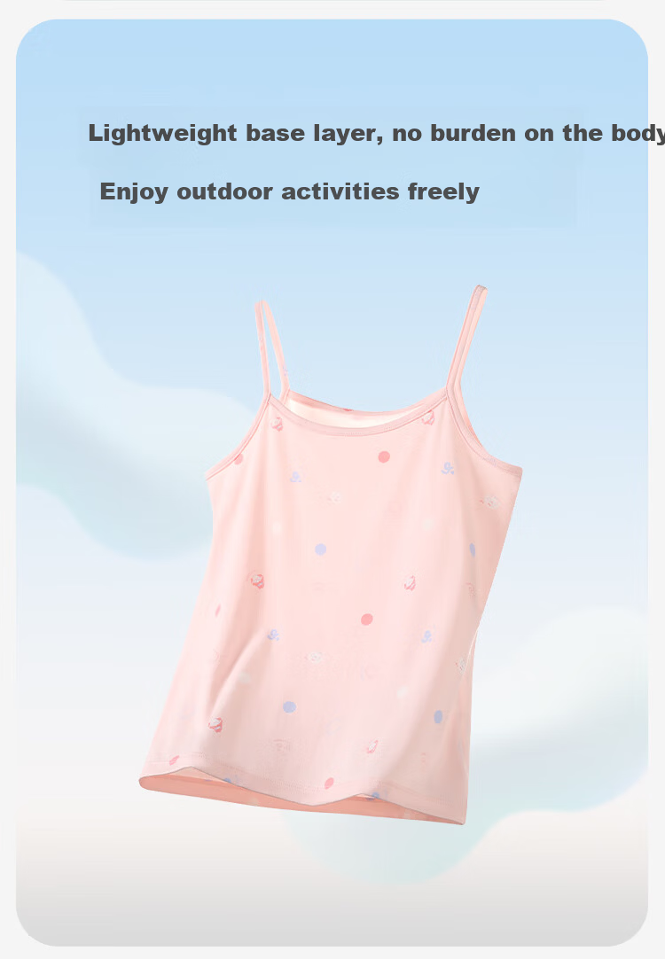 Jiusuiban Kids Girls' Spring Summer Plant Fiber Cartoon Thin Strap Tank Top Underwear Shirt Big Kids School Uniform Base Layer 4