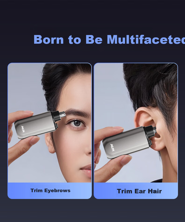 AUX Men's Portable Electric Nose Hair Trimmer Eyebrow Shaver Grooming Tool Birthday Gift for Boyfriend 21