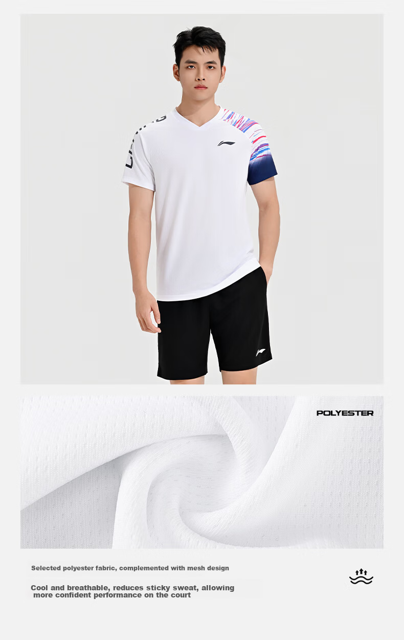 LI-NING Unisex Badminton Club Series Short Competition Training Sportswear Set Two-Piece 4
