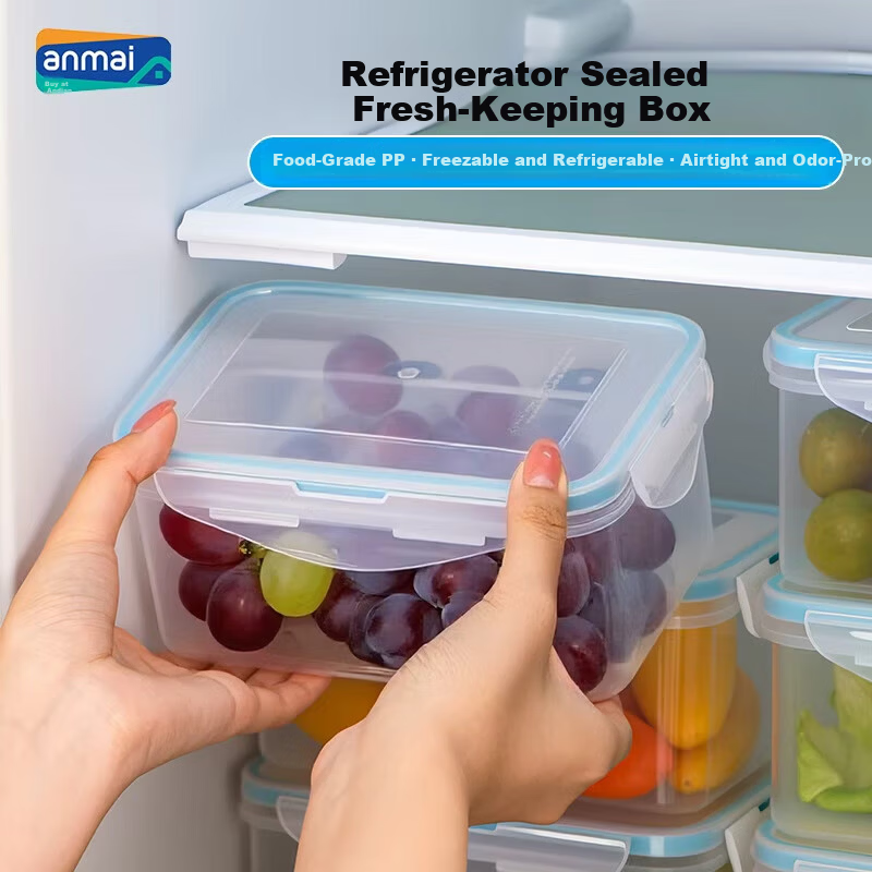 Anmai Food Storage Container Food Grade Freezer Safe Microwave Lunch Box Student Bento Box 1.15L
