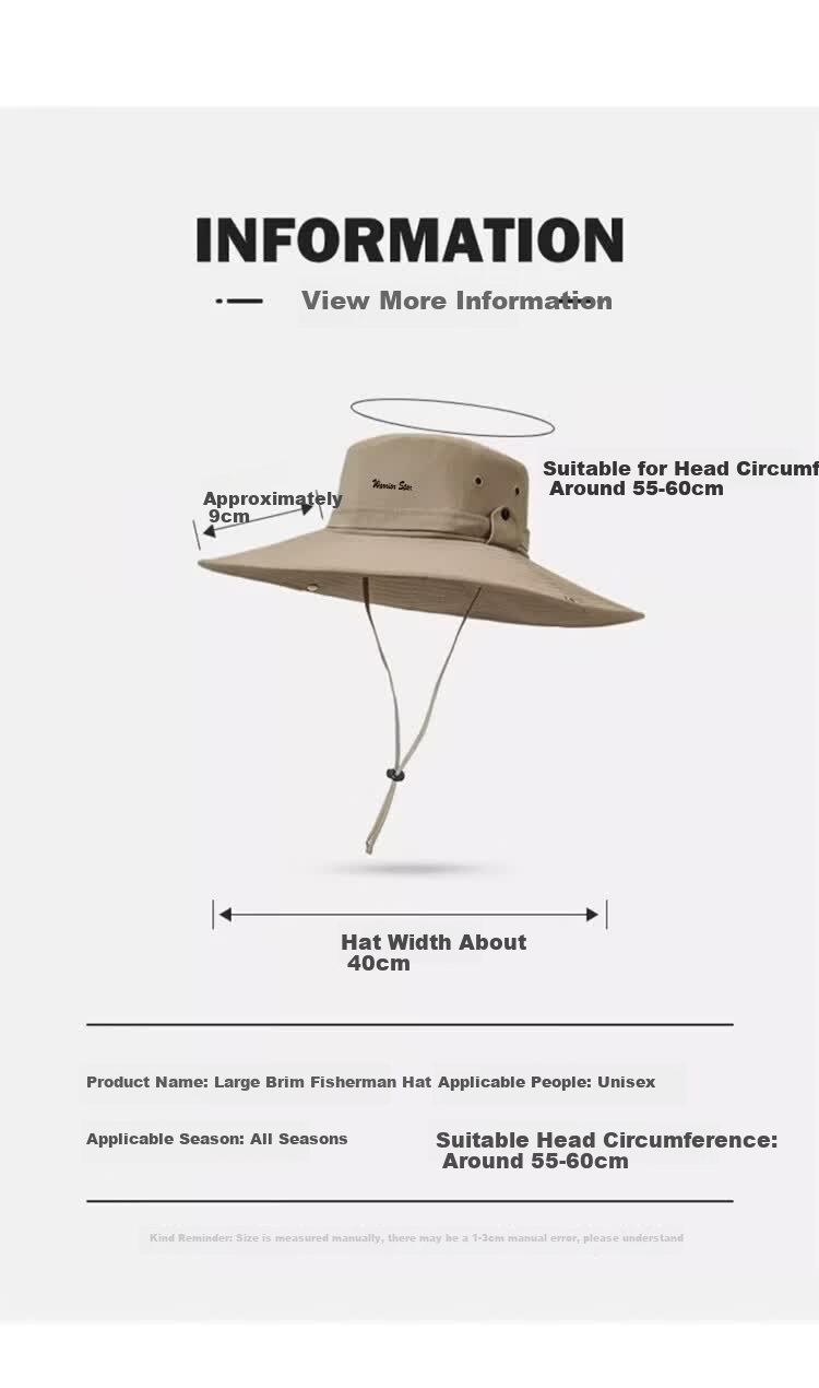 Warrior Men's Sun Protection Hat UV Protection Wide Brim Fishing Bucket Hat Outdoor Summer Sun Hat 2
