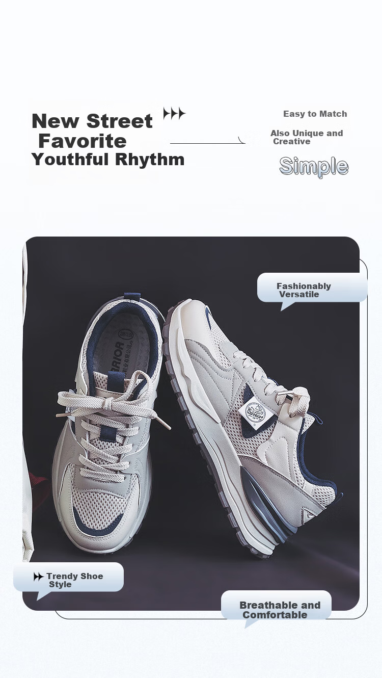 Warrior Women's Shoes 2026 Spring New Fashion Simple Versatile Casual Shoes Gray Blue Size 39 (245mm) 2
