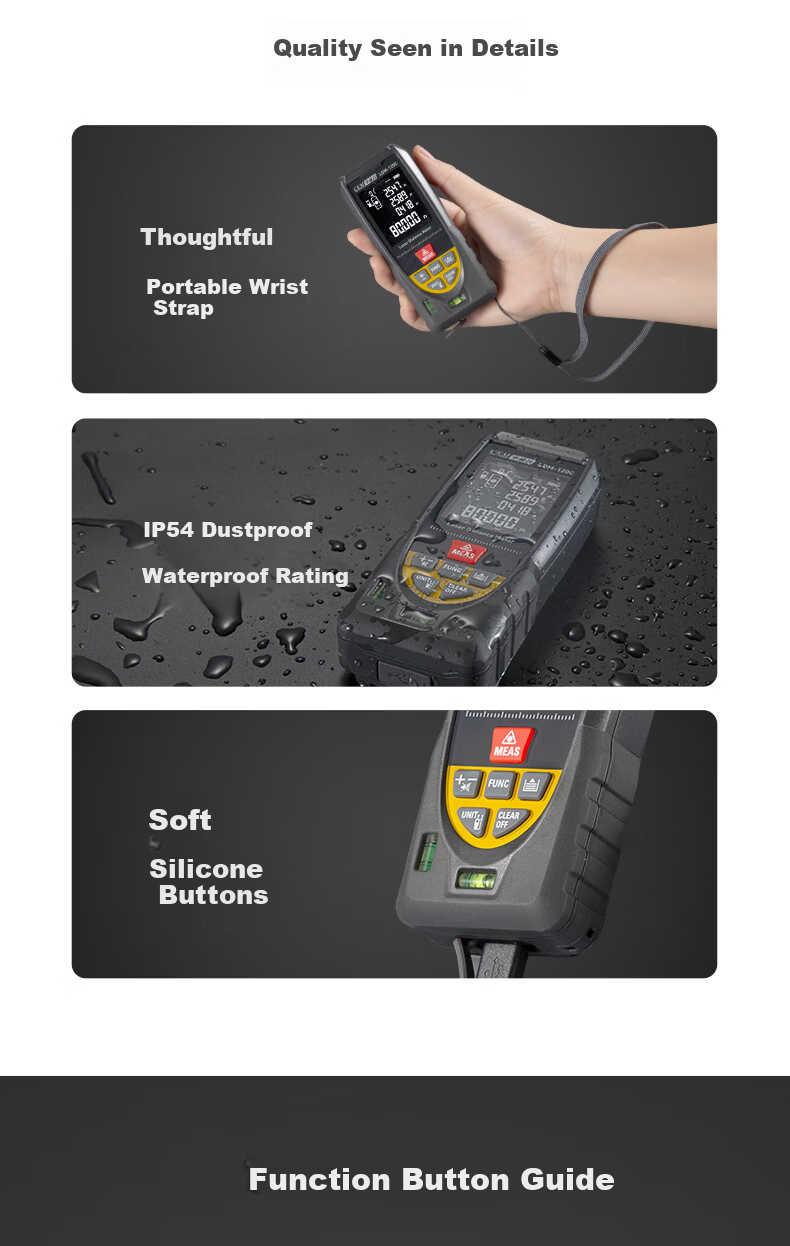 CEM LDM-80C Laser Distance Meter, High-Precision Laser Infrared Room Measuring Device, Electronic Ruler with Voice Playback, USB Direct Charging, 80 Meters Range 9