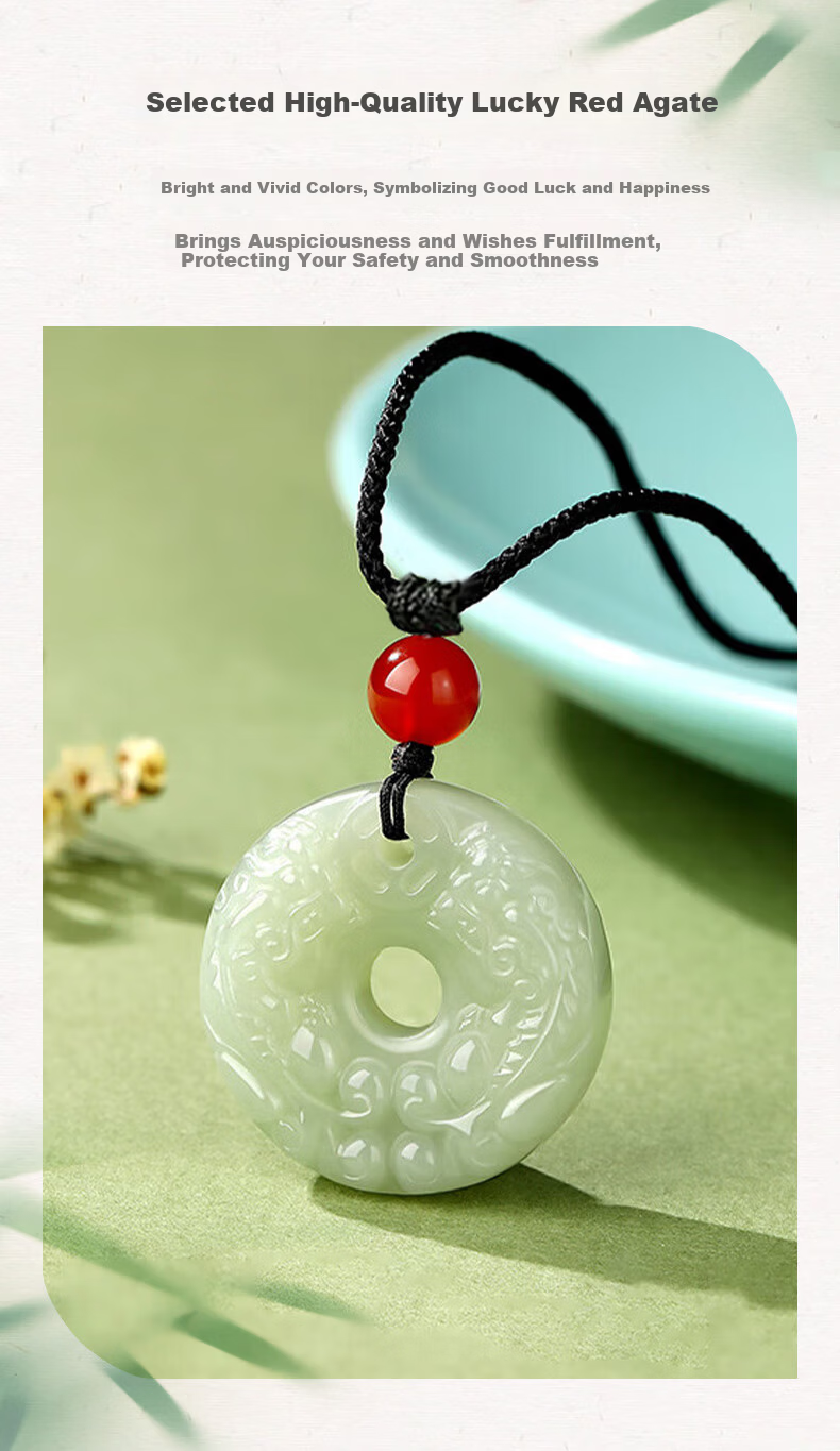 ALLOVE Pixiu Hetian Jade Pendant Unisex Safety Buckle Jade Necklace Birthday 520 Valentine's Day Gift for Girlfriend Wife 6