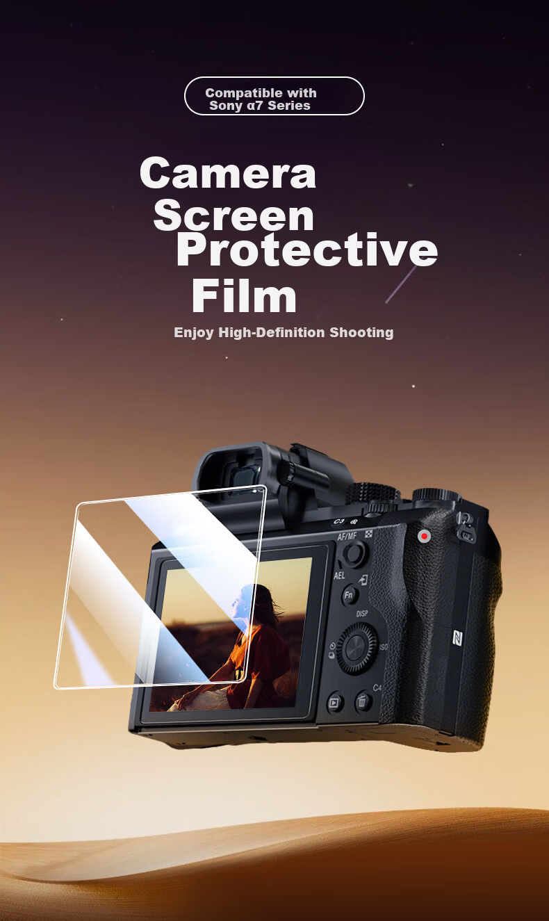 Pisen Tempered Glass Screen Protector for Sony A7M3 Camera, Anti-Scratch and Anti-Bump, High-Definition Screen Film, Mirrorless Camera Accessories, 2-Pack 1
