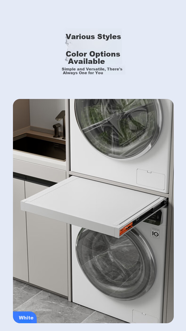 Cobbe Washing Machine Invisible Retractable Clothes Drying Rack with Damping, Top Panel Addable, Balcony Clothes Rack, Model 48, Gray 11