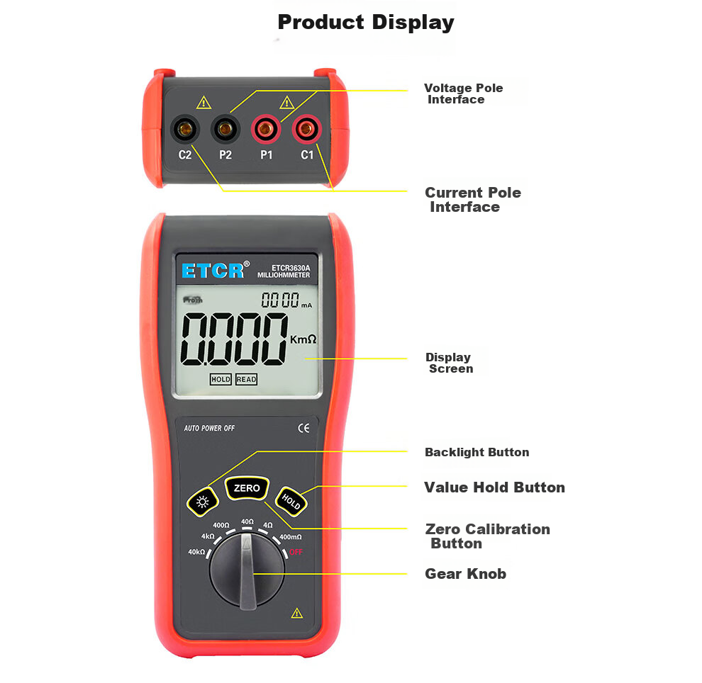 Irith ETCR3630A DC Low Resistance Tester Digital Milliohm Meter Contact Resistance Detector High Precision 11
