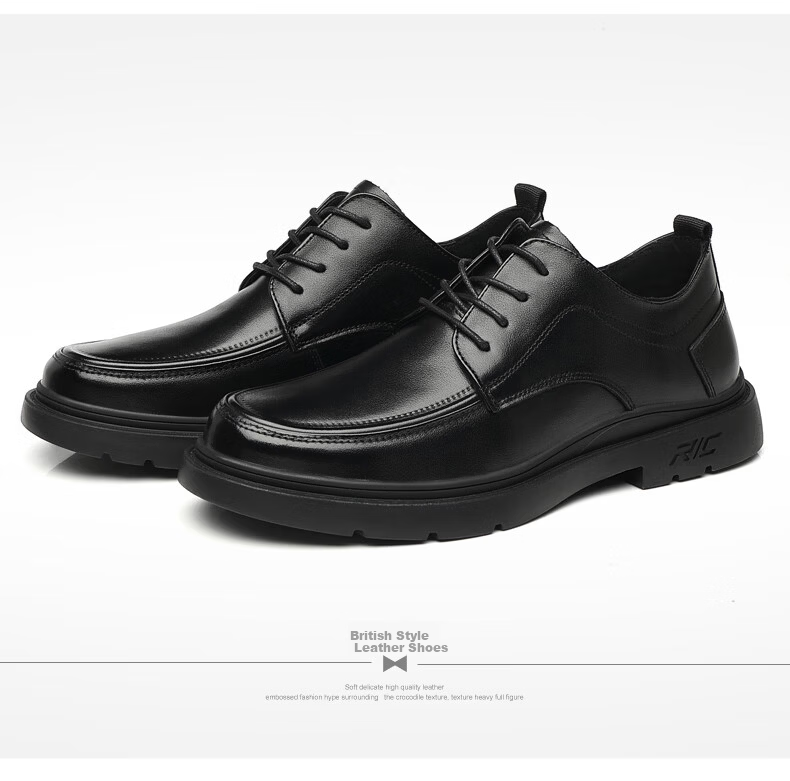 MULINSEN Top-Grain Leather Business Casual Men's Shoes, Breathable Soft-Soled Men's Work Shoes FP223219 22